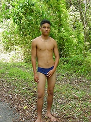 Sexy latino twink posing for the camera outdoors