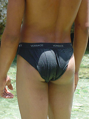 Sexy latino twink posing for the camera outdoors