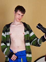 Cute twinky boy boasting his hard manhood on cam
