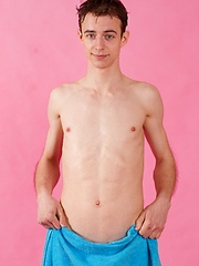 Cute twink Demas Tyrr poses in towel after taking a shower