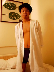 20 year old Japanese twink in the shower with his already hard dick