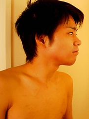 20 year old Japanese twink in the shower with his already hard dick